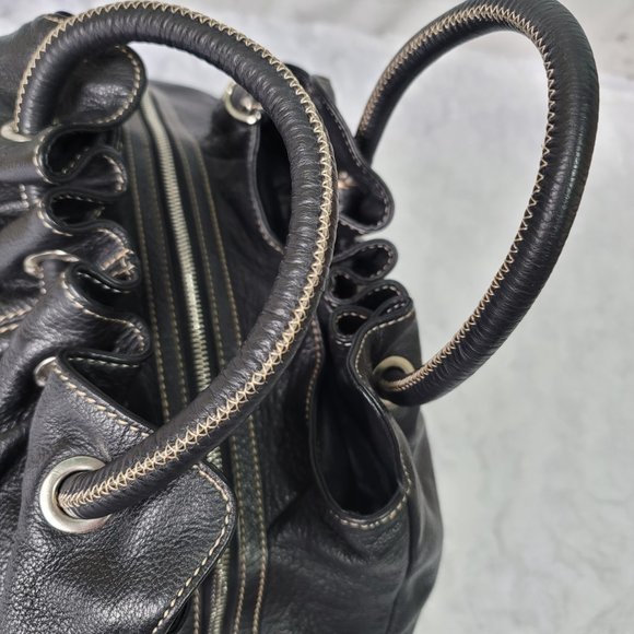 Maria Carla Italy Black Buttery Soft Leather Handbag with Longstrap - Picture 9 of 12